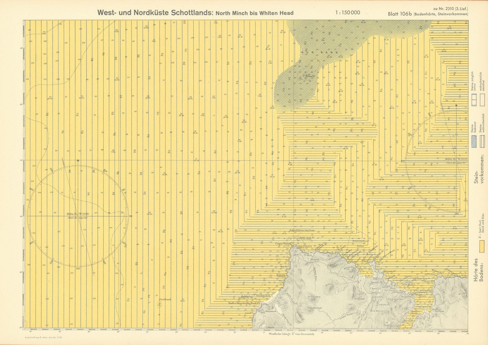 106b. Sutherland Coast. Cape Wrath. Scotland. KRIEGSMARINE Nazi map 1940